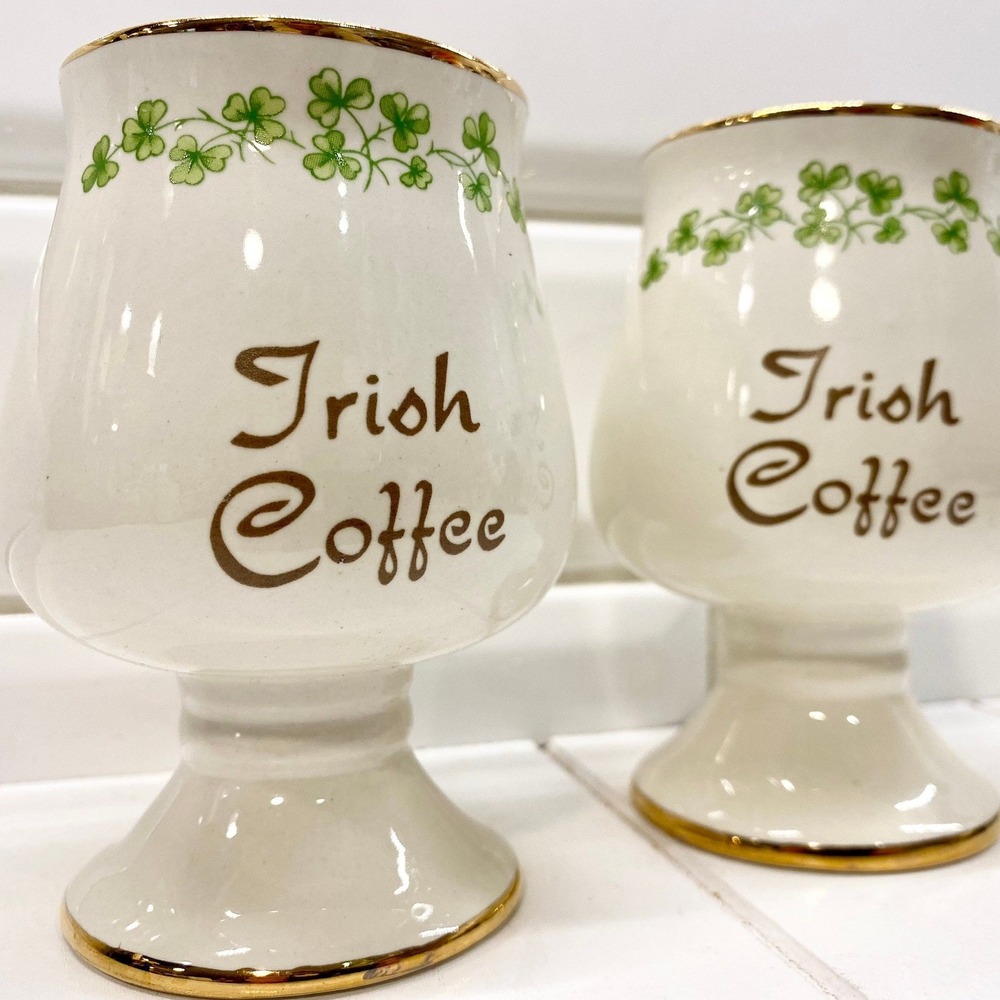 Vintage Carrigcraft Ceramic Irish Coffee Cup, Shamrock St Patrick's Day Decor